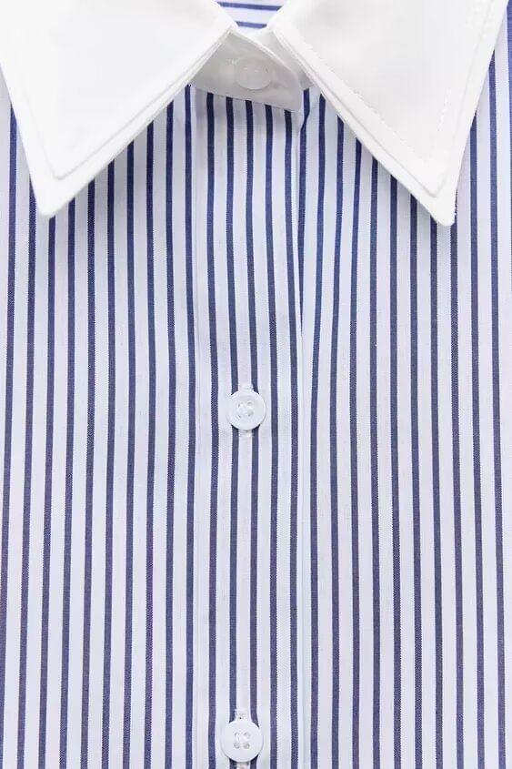 Long-Sleeve Striped Panel Shirt Product Image