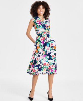 Jessica Howard Womens Sleeveless Floral Fit & Flare Dress Product Image