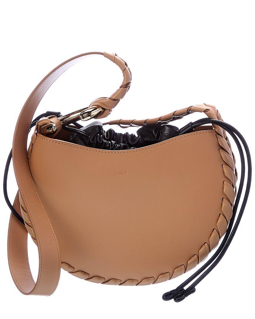 Mate Small Leather Hobo Bag In Brown Product Image