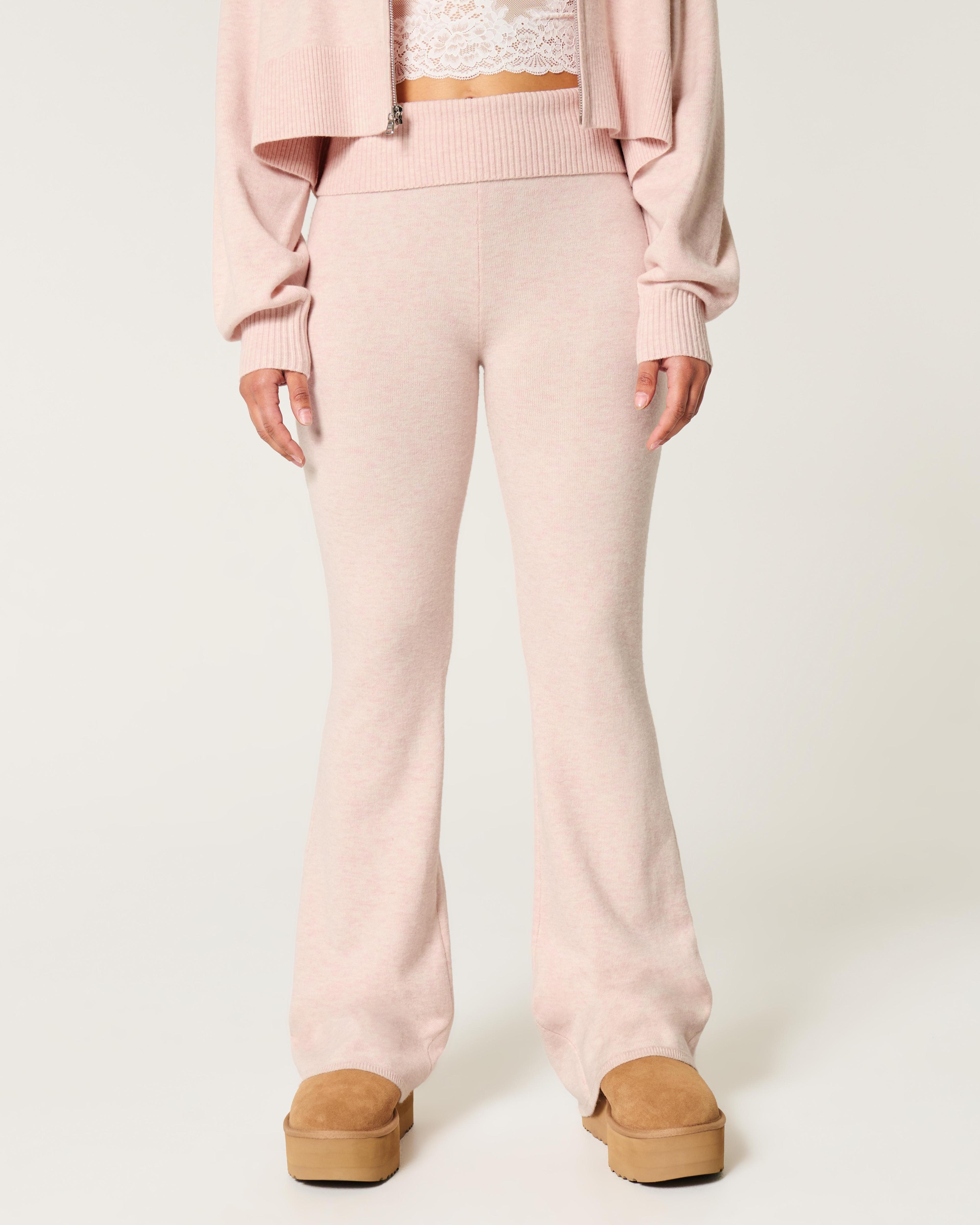 Gilly Hicks Sweater-Knit Foldover Waist Flare Pants Product Image