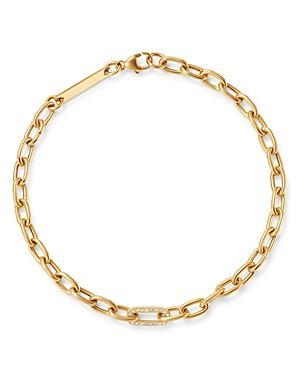 Womens 14K Yellow Gold & Diamond Medium Square-Oval Link Bracelet Product Image