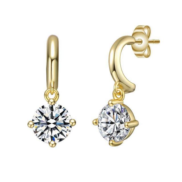 Stella Valentino 14k Gold over Sterling Silver Lab-Created Moissanite Solitaire C-Hoop Dangle Earrings, Womens, Gold Tone Product Image