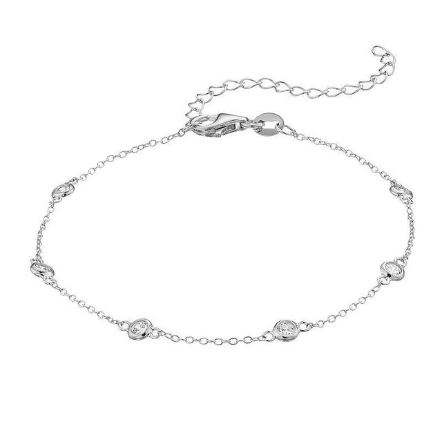 Sterling Silver Cubic Zirconia by the Yard Bracelet or Anklet, Mens Product Image