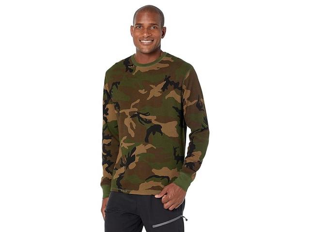 Polo Ralph Lauren Folded Waffle Long Sleeve Crew Print w/ Embroidery (Surplus Camo/Dusk Orange Pony Print) Men's Clothing Product Image