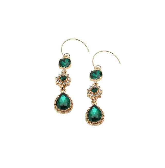 Sohi Womens Green Embellished Teardrop Earrings Product Image