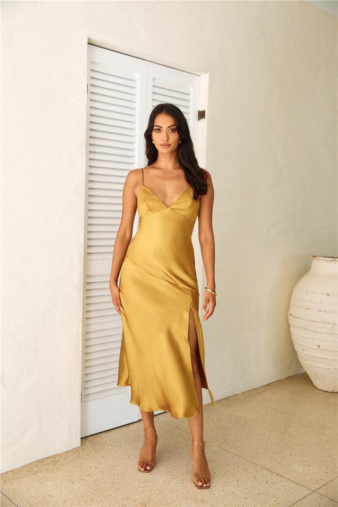 Asking For A Friend Midi Dress Mustard Product Image