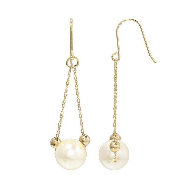 14K Gold Cultured Freshwater Pearl Dangle Earrings, Womens, White Product Image