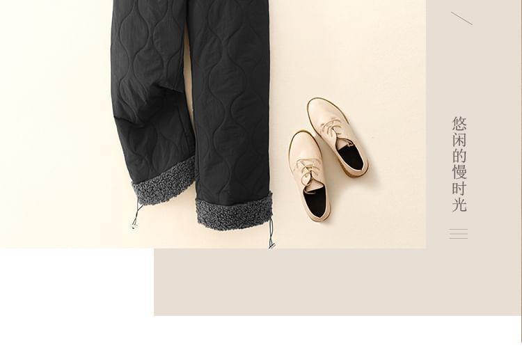 Drawstring Waist Quilted Wide Leg Pants Product Image