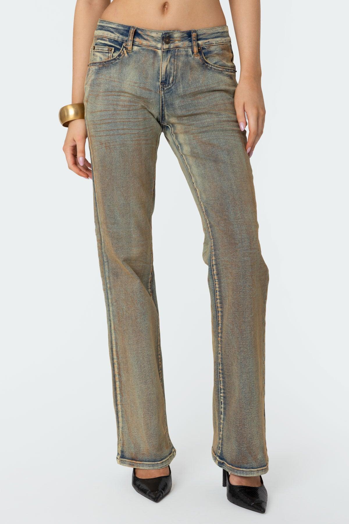 Boot Cut Low Rise Mud Washed Jeans Product Image