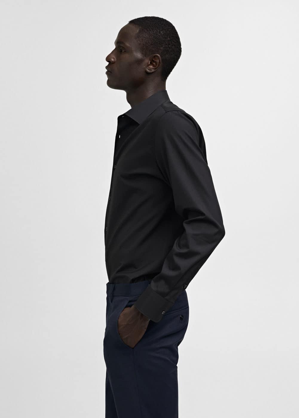 MANGO MAN - Slim-fit cotton poplin suit shirt blackMen Product Image