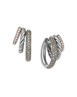 Womens DY Mercer Melange Multi Hoop Earrings In Sterling Silver With 18K Rose Gold and Pav Diamonds Product Image