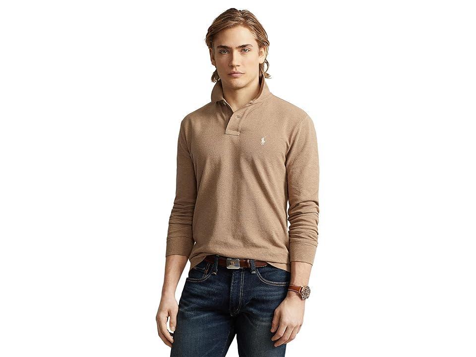 Polo Ralph Lauren Classic Fit Mesh Long-Sleeve Polo Shirt (Grey Cloud Heather/C8135) Men's Clothing Product Image