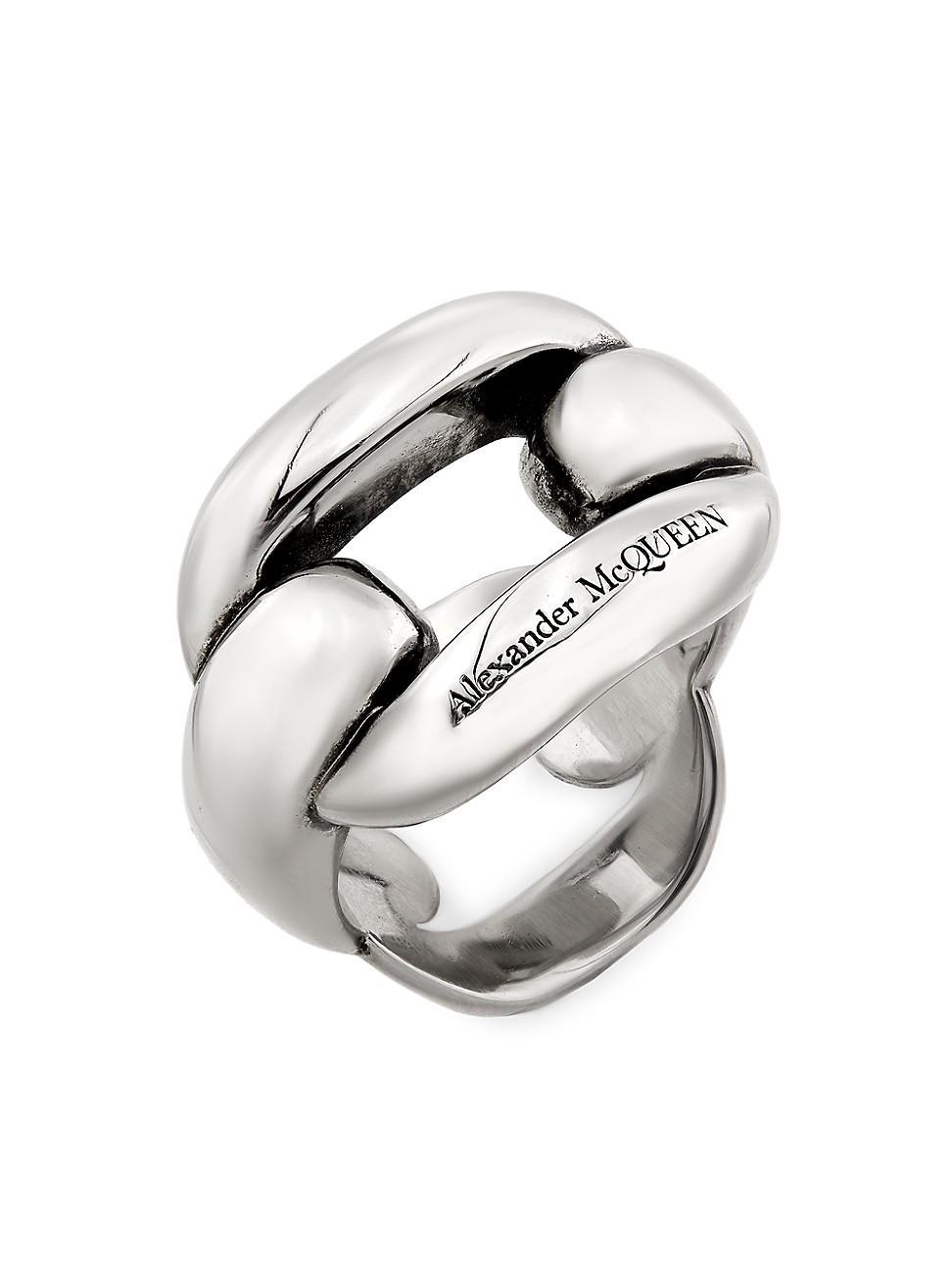 Womens Peak Silvertone Chain Ring Product Image