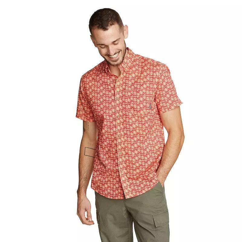 Mens Eddie Bauer Baja Print Short Sleeve Button-Down Shirt Pink Product Image