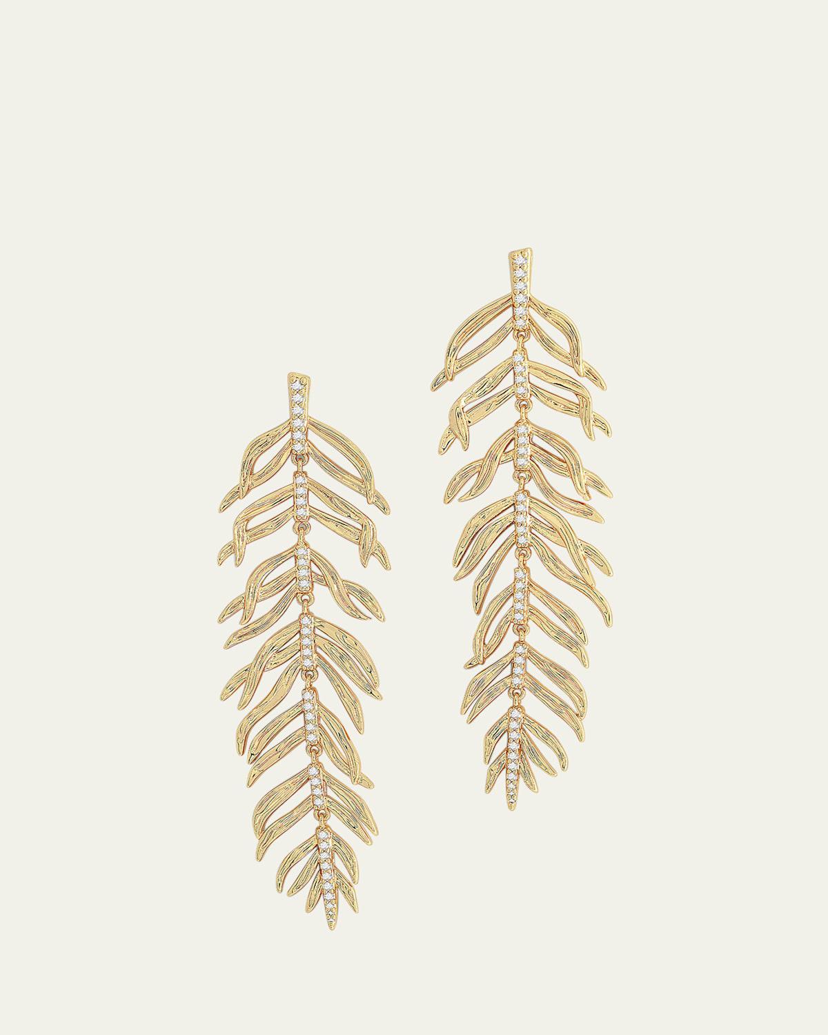 Womens Palm Leaves 18K Gold-Plated & Cubic Zirconia Drop Earrings Product Image