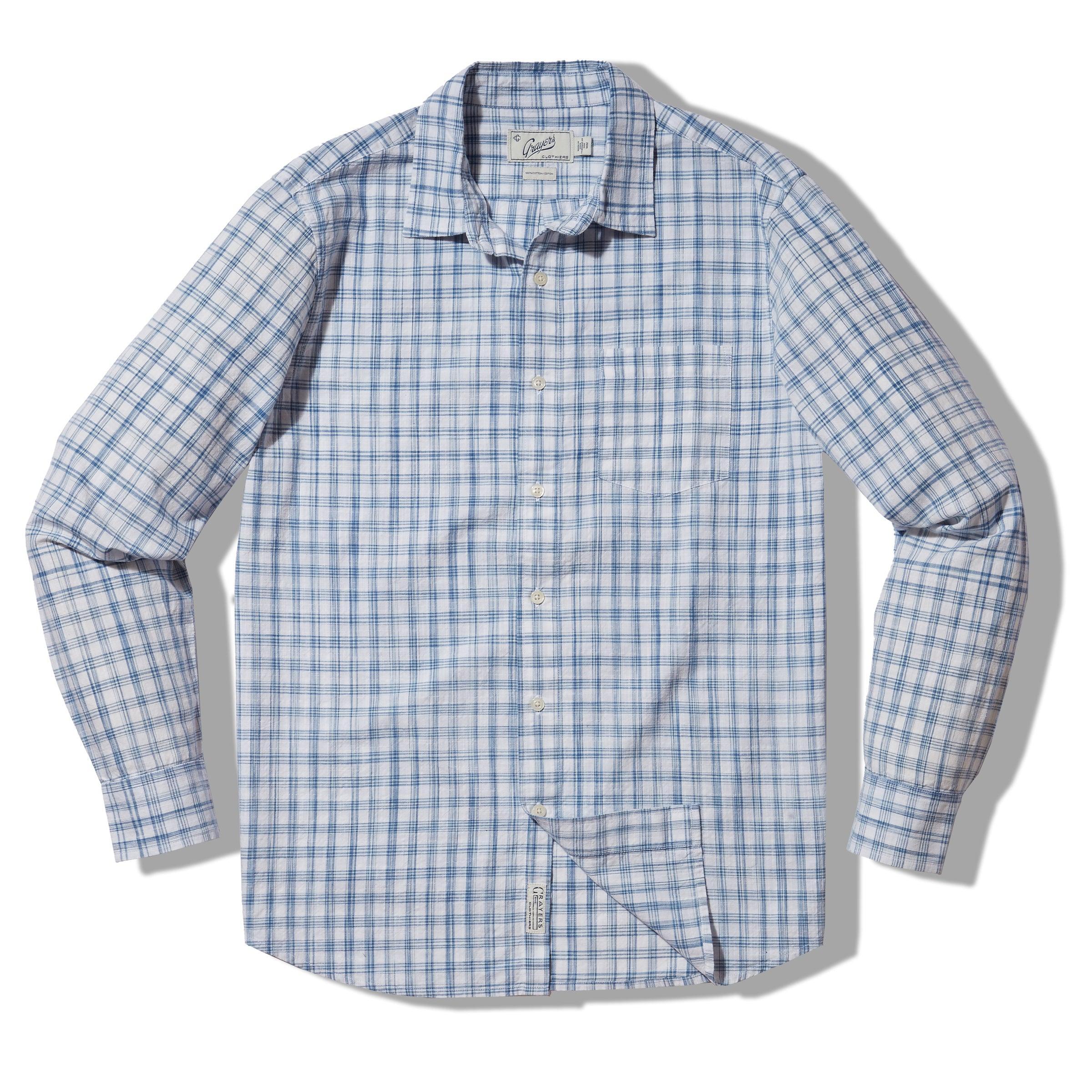 Space Dyed Gingham Shirt - Sky Blue Product Image