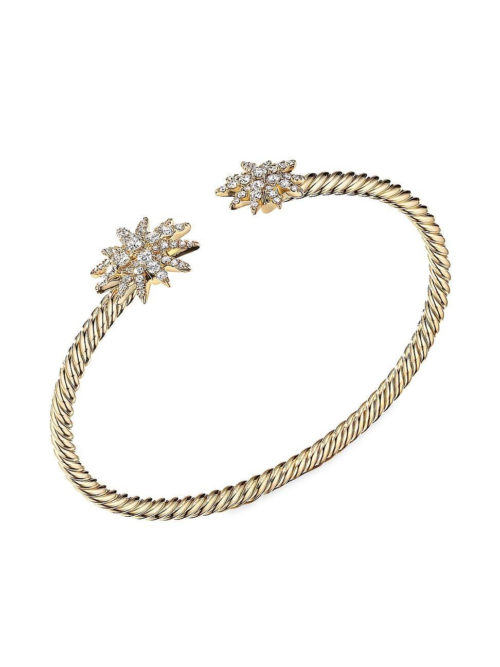 Womens Starburst Open Cable Bracelet In 18K Yellow Gold With Diamonds Product Image