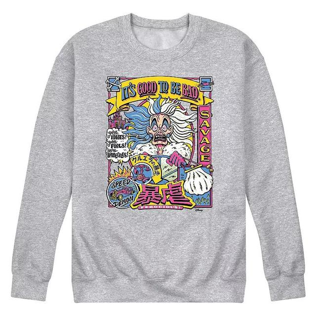 Disney Villains 101 Dalmatians Cruella Deville Mens Anime Fleece Sweatshirt Grey Gray Product Image