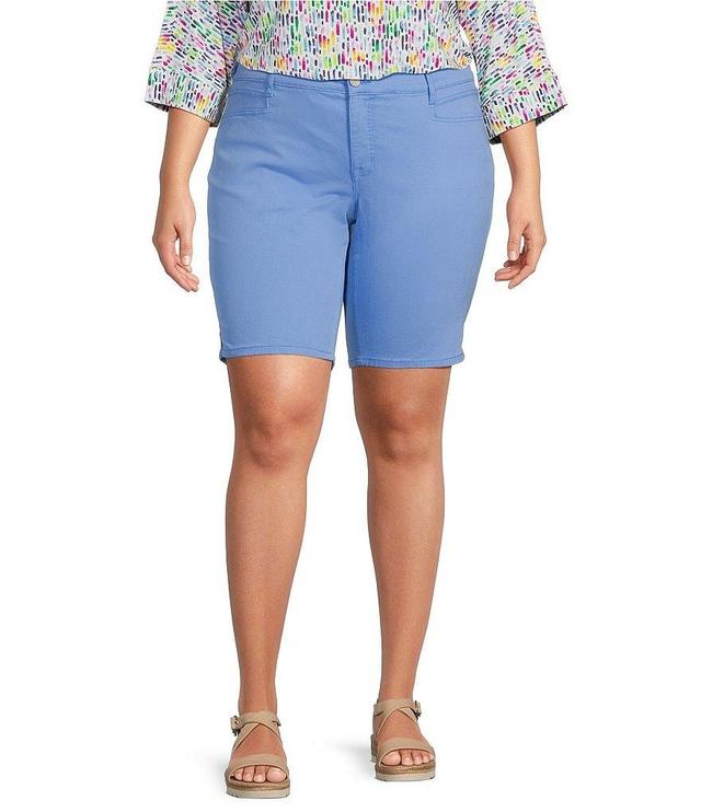 Code Bleu Plus Size Stretch Denim High-Rise Slim Fit Bermuda Jean Shorts Product Image