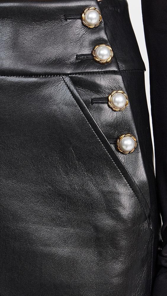 alice + olivia Donald Vegan Leather Side Button Skirt | Shopbop Product Image