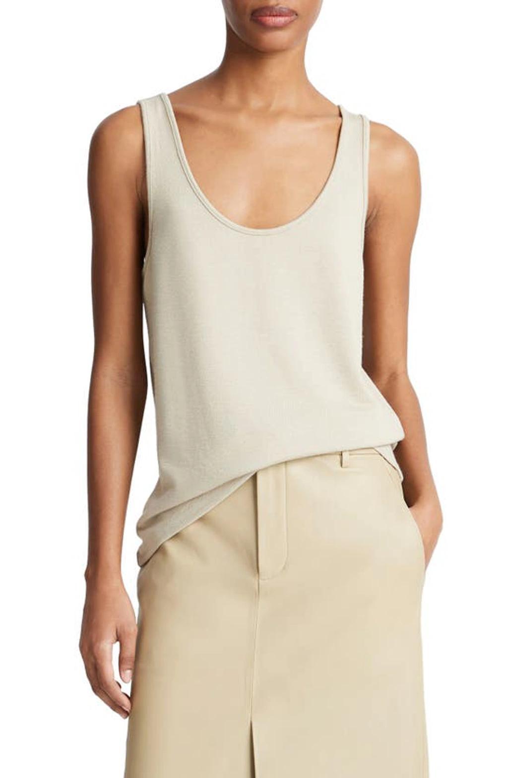 Relaxed Scoop Neck Tank In Brown Product Image