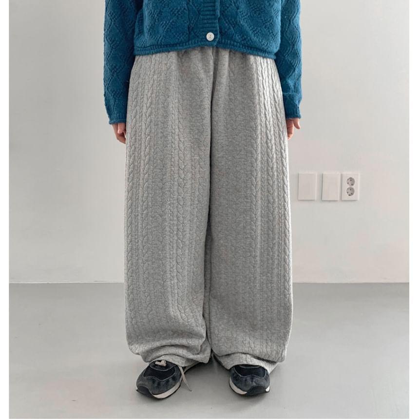 Elastic Waist Plain Wide Leg Sweatpants Product Image