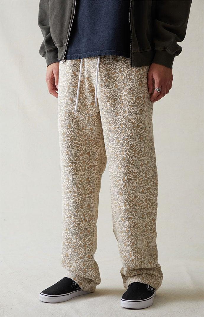 PacSun Mens Canvas Printed Paisley Slim Trousers - Brownmall Product Image