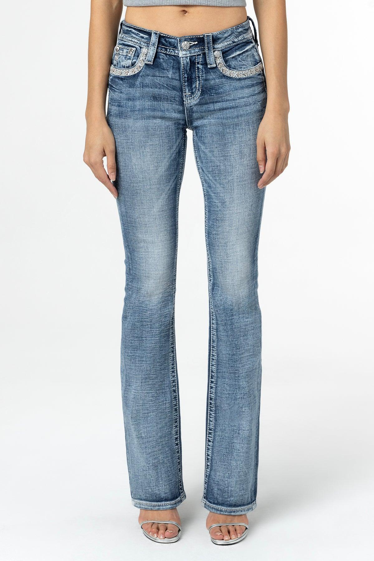 Sparkling Geo Stitch Bootcut Jeans Product Image