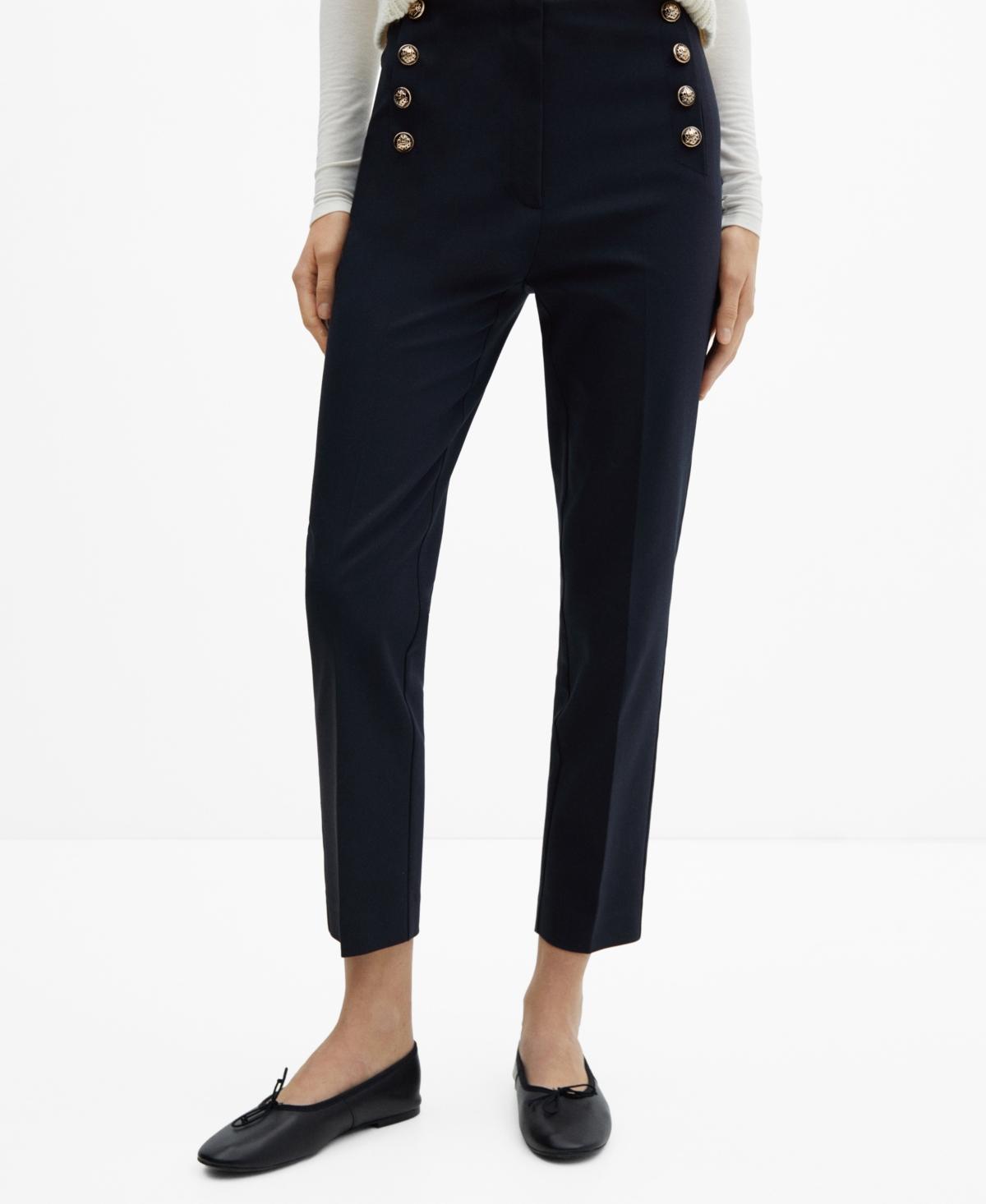 Mango Womens Cropped Button Pants Product Image