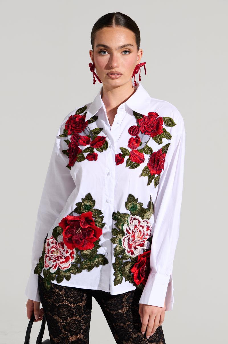 ROSA CORSET DETAIL BUTTON DOWN BLOUSE Product Image