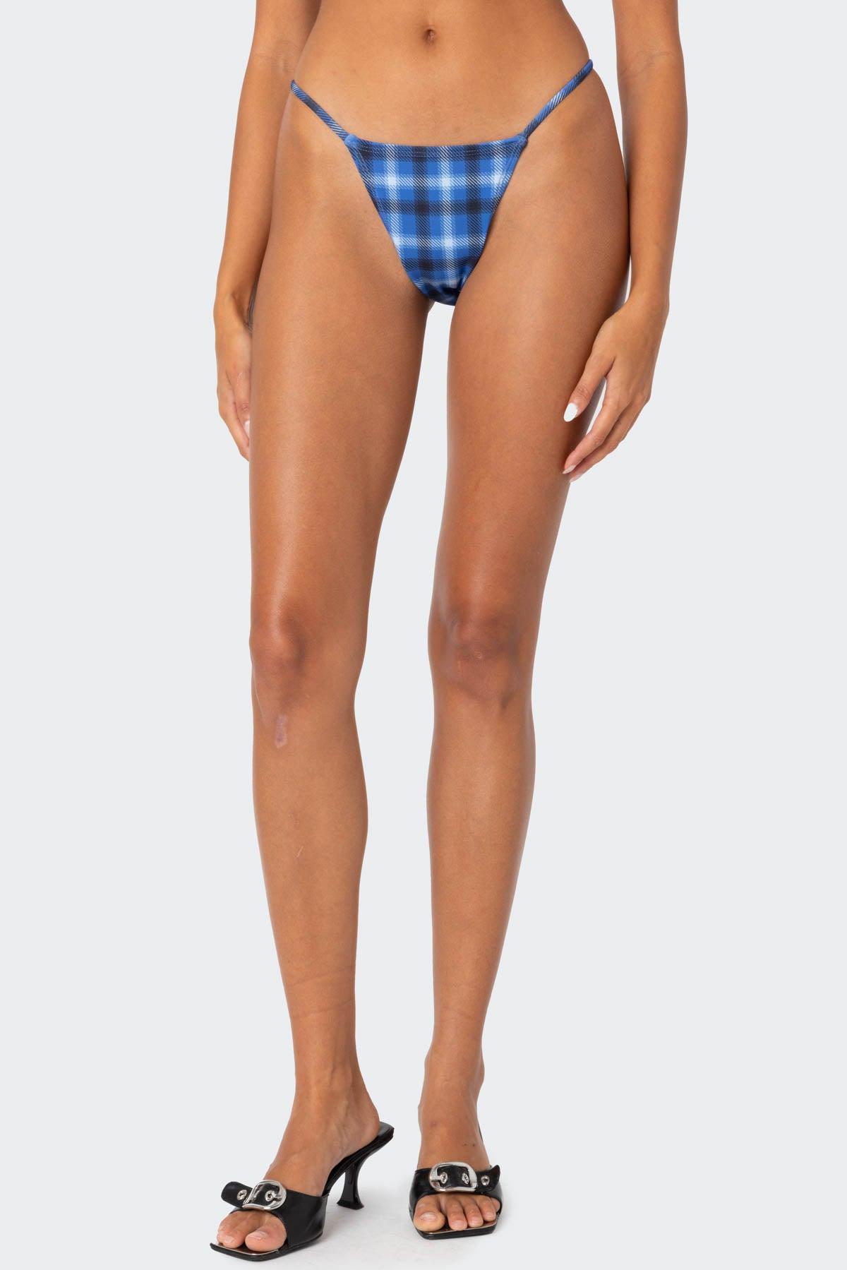 Preppy Plaid String Bikini Bottom Product Image