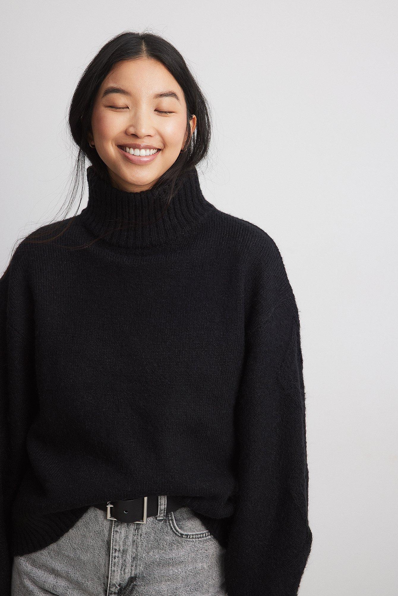 Turtleneck Knitted Cable Sweater Product Image