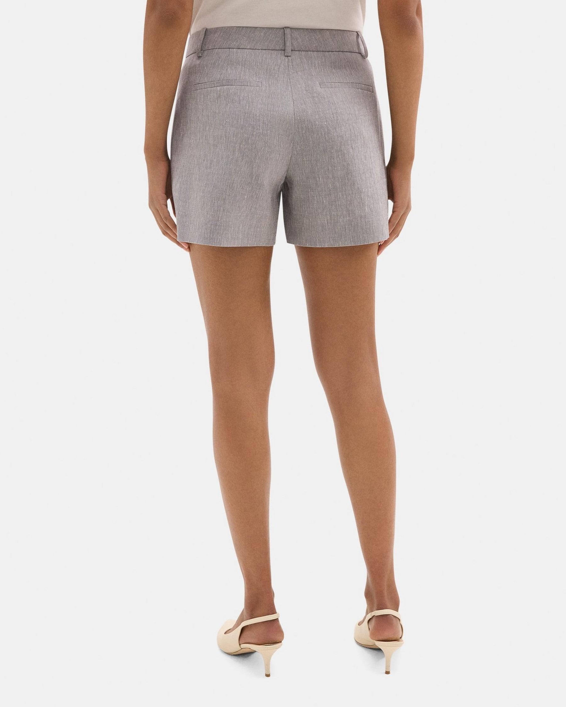 Tailored Short in Stretch Linen-Blend Mélange Product Image