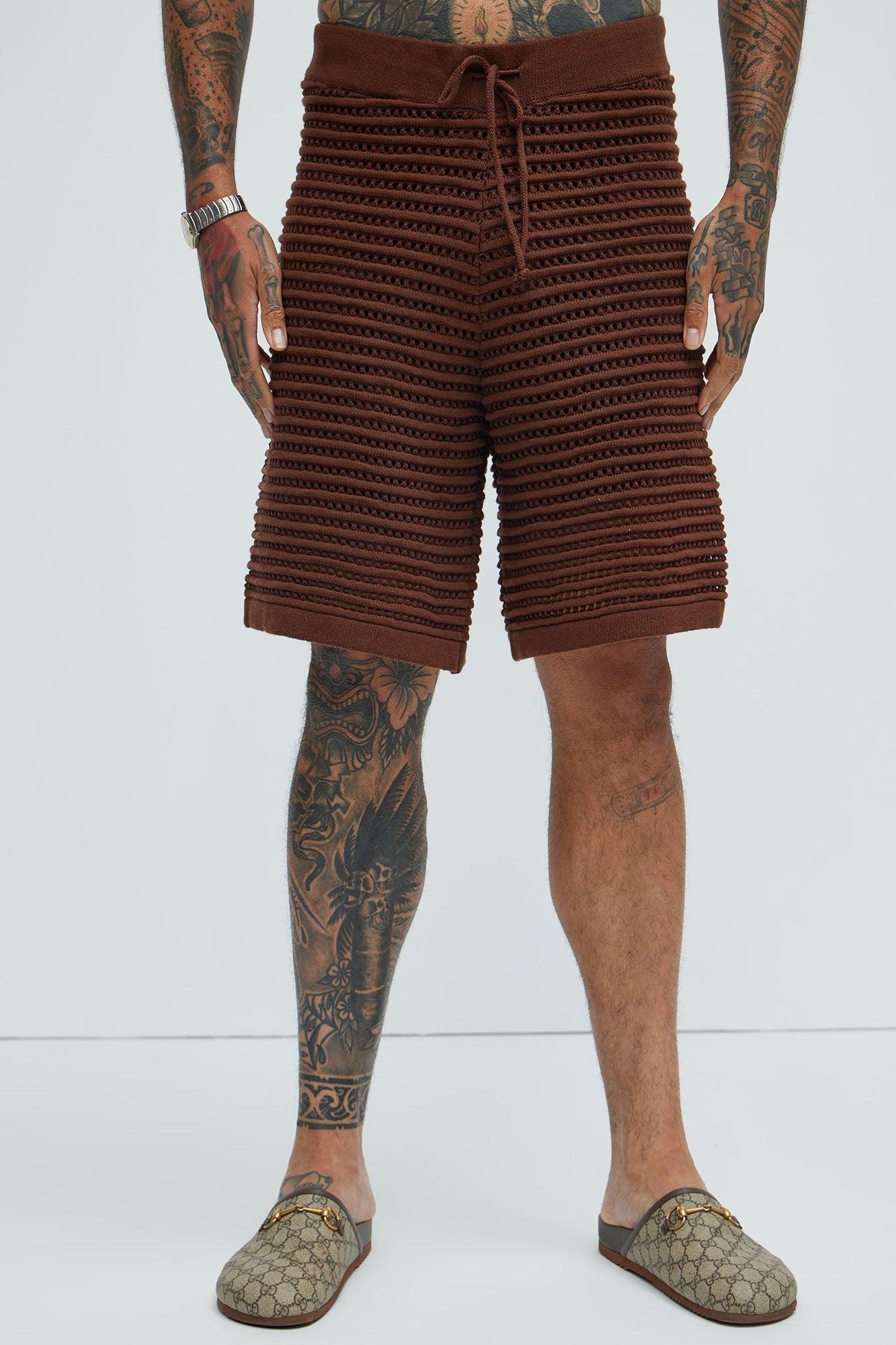 Milton Textured Knit Shorts - Dark Brown Product Image