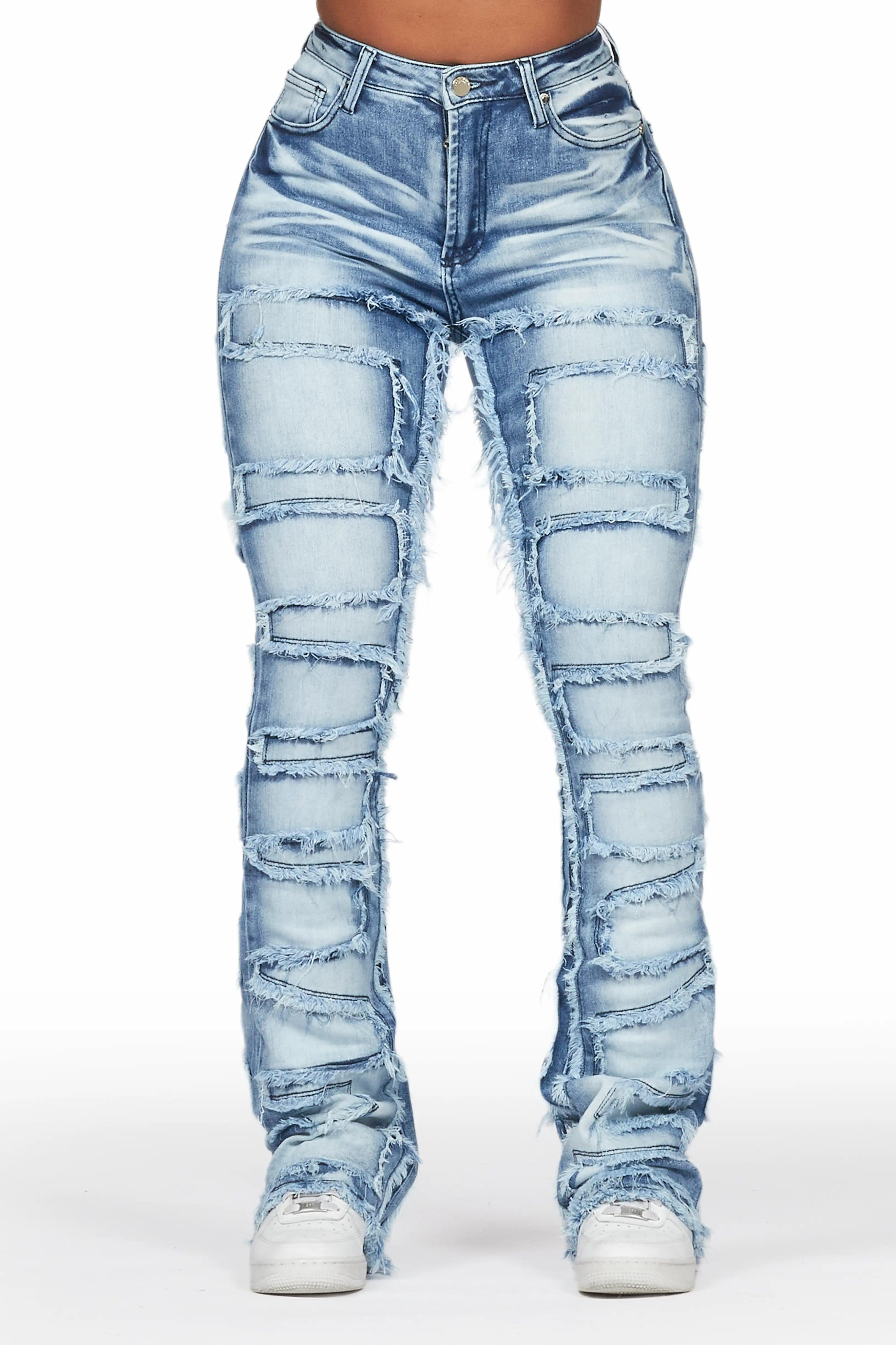 Zariyah Med. Wash Stacked Flare Jean Female product image