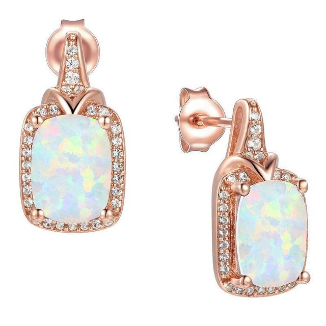 14k Rose Gold Flash-Plated Lab-Created Opal Stud Earrings, Womens, Pink Product Image