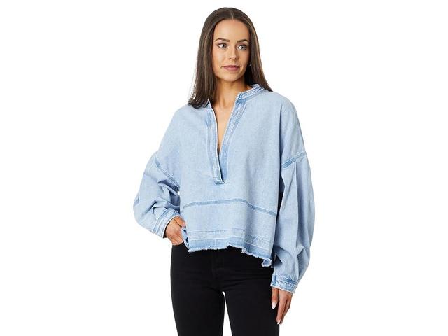 Free People x We The Free Jude Denim Pullover in Blue. Product Image