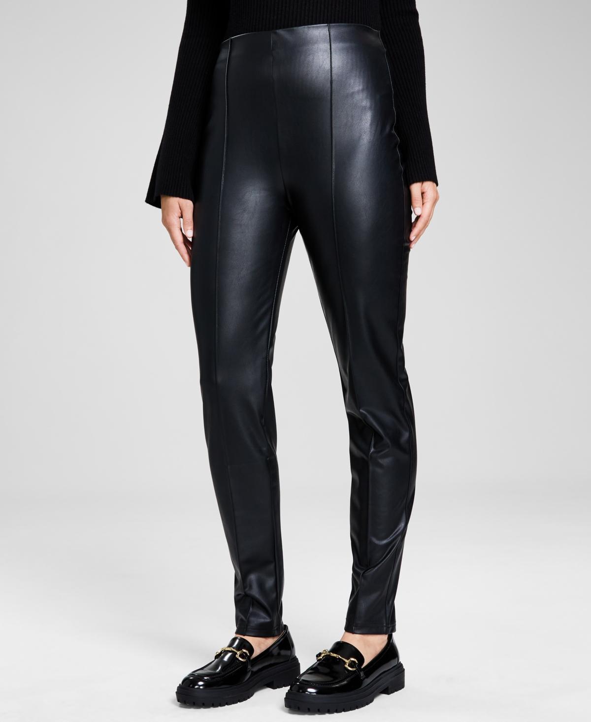 And Now This Womens Seamfront Faux-Leather Leggings Product Image