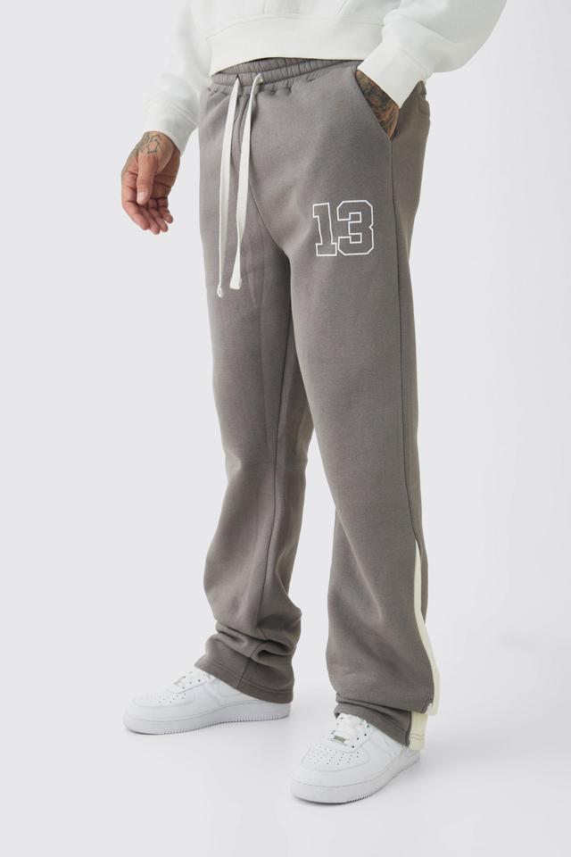 Tall Slim Flared Varsity Gusset Sweatpants | boohooMAN USA Product Image