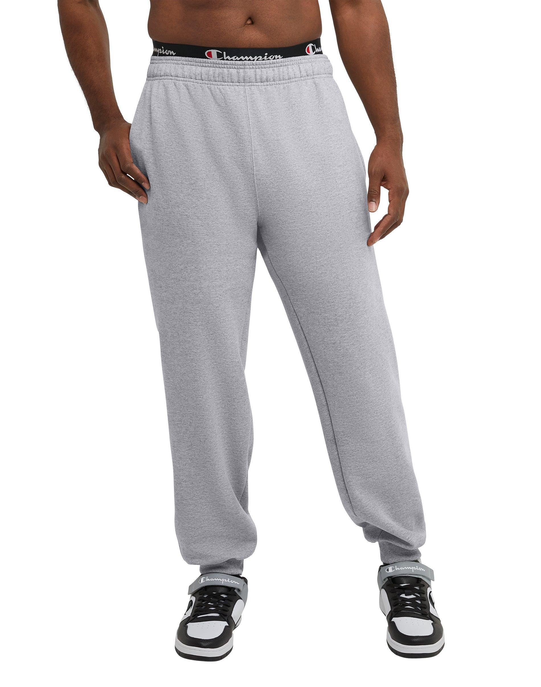 Mens Champion Powerblend Joggers, C Logo (Big & Tall) Oxford Grey 4XB Product Image