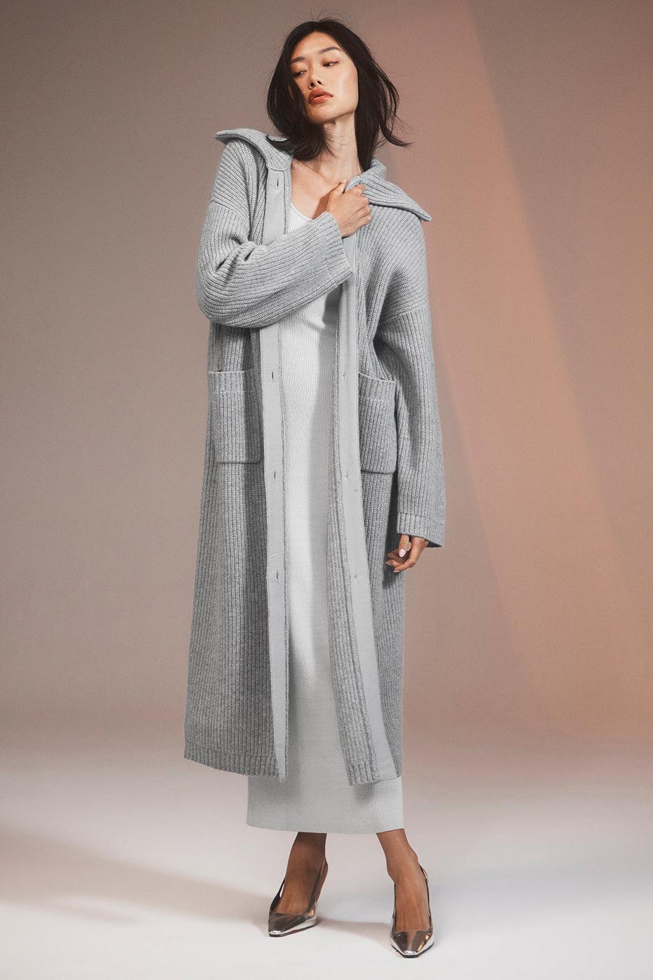 Cashmere Ma Cherie Long Cardigan - Light Heather Grey Female Product Image