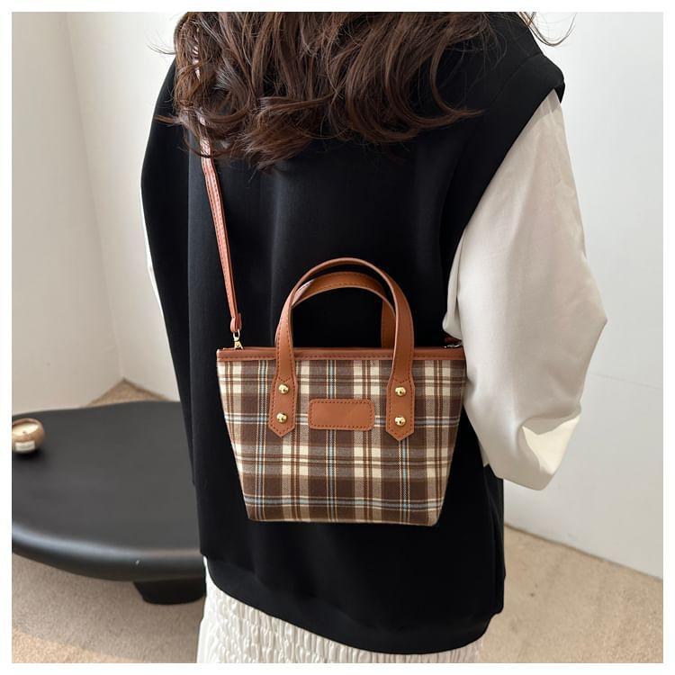 Plaid Top Handle Crossbody Bag Product Image