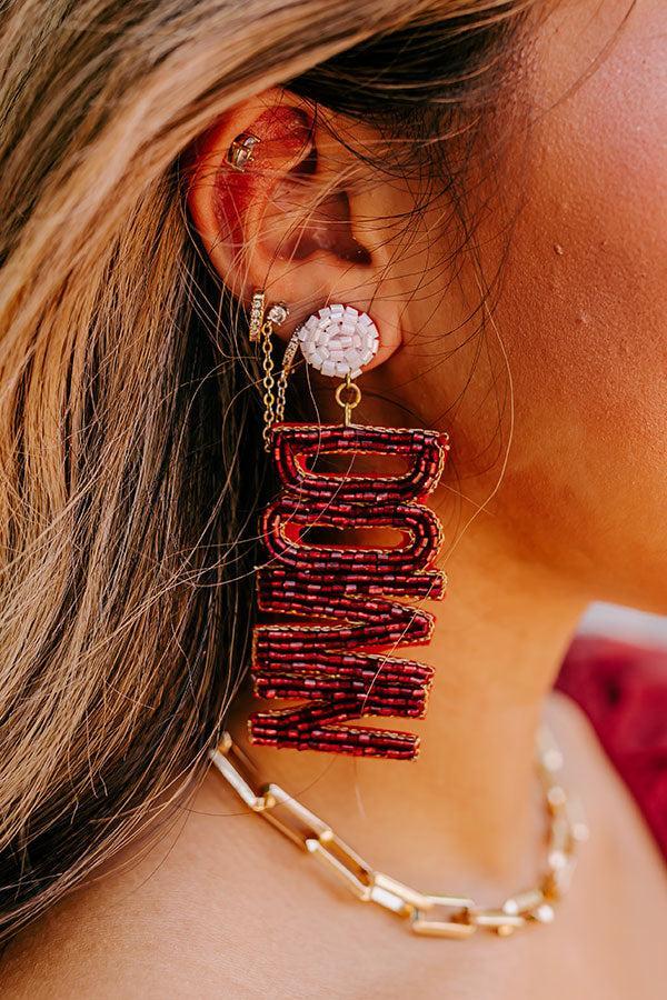 Touchdown Beaded Earrings In Wine Product Image