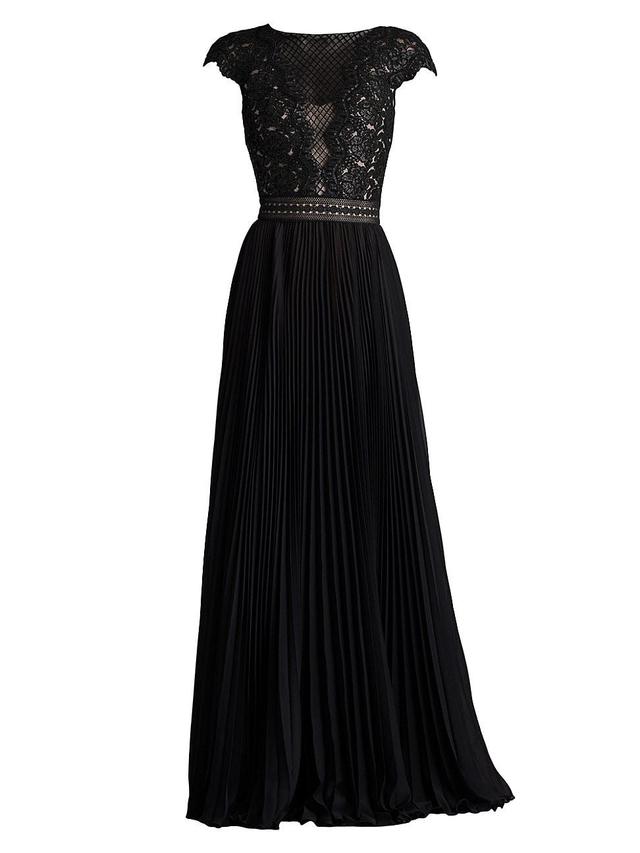 Womens Mixed-Media Sequin-Embellished Gown Product Image