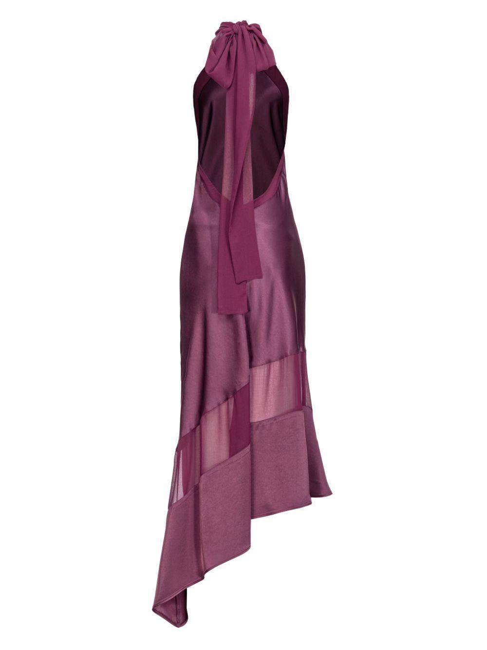 sheer-panel satin halterneck dress Product Image