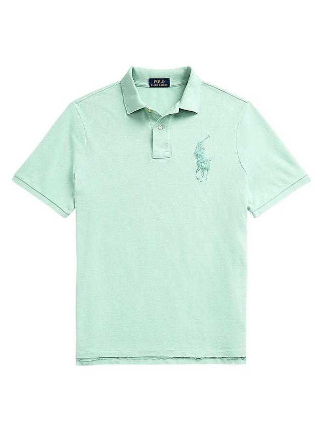 Polo Ralph Lauren Custom Slim Fit Big Pony Mesh Polo Shirt (Celadon) Men's Clothing Product Image