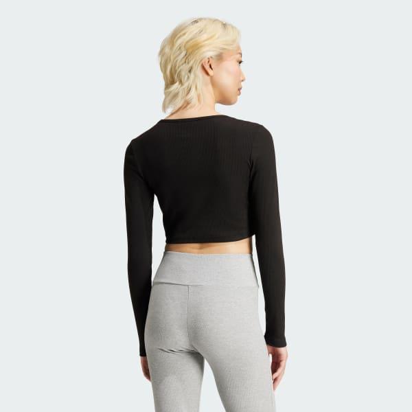 Essentials Ribbed Crop Long Sleeve Tee Product Image