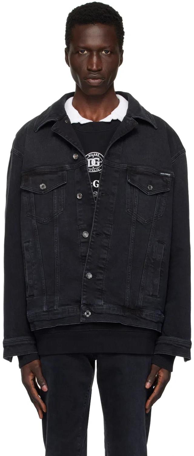 Black Faded Denim Jacket In Variante Abbinata Product Image