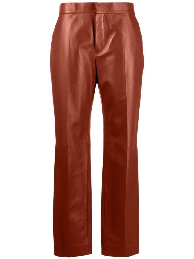 Leather Tailored Pants In Brown Product Image