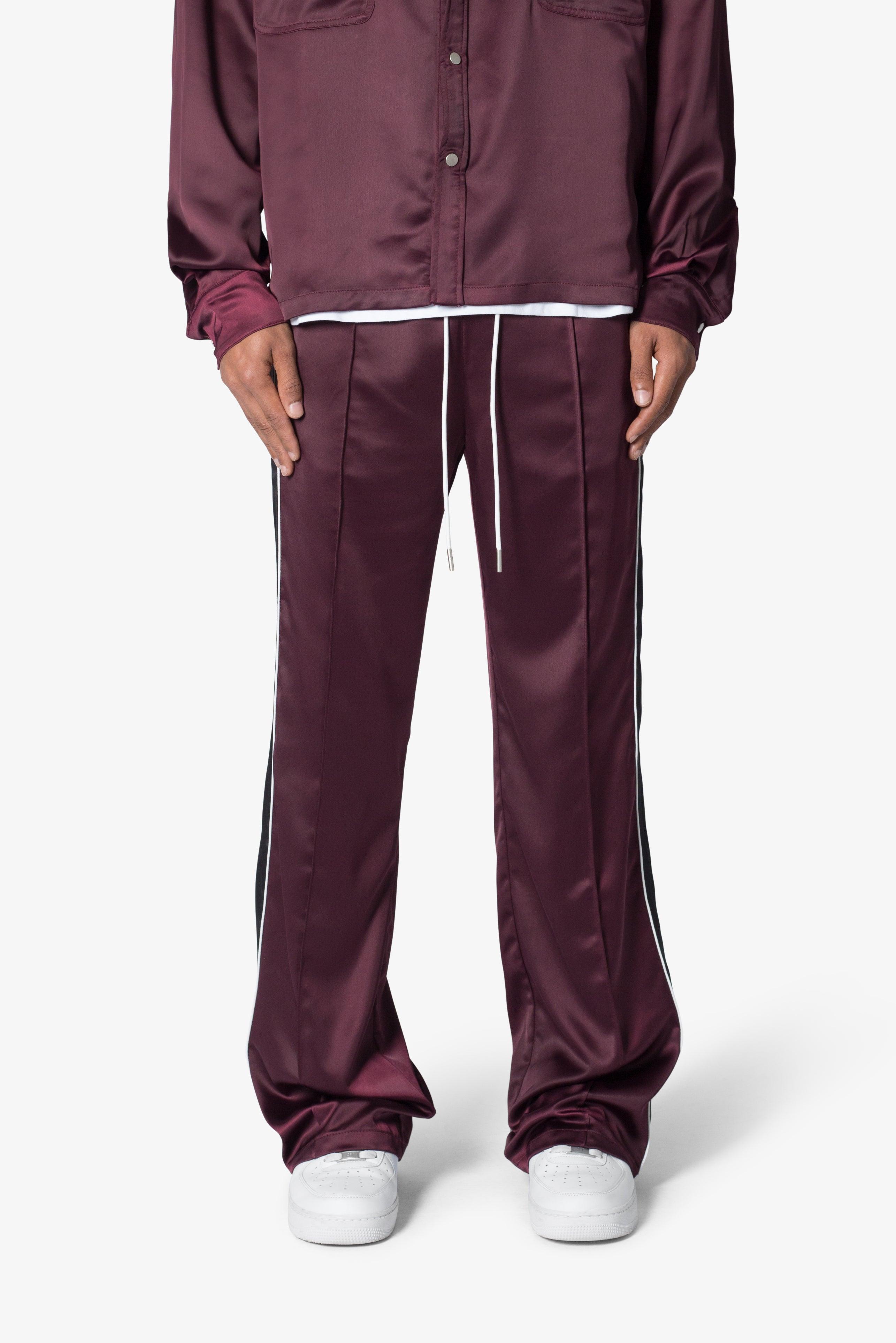 Satin Track Pants - Burgundy Product Image